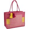 Mud Pie Women’s Jute Tote, Navy, 18.5″ x 14″(Pink Color Block)