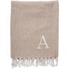 Mud Pie Woven Cotton Initial E Throw Blanket, Taupe, 70 inches x 50 inches(A)