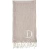 Mud Pie Woven Cotton Initial E Throw Blanket, Taupe, 70 inches x 50 inches(D)