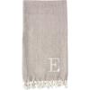 Mud Pie Woven Cotton Initial E Throw Blanket, Taupe, 70 inches x 50 inches(E)