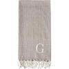 Mud Pie Woven Cotton Initial E Throw Blanket, Taupe, 70 inches x 50 inches(G)