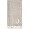 Mud Pie Woven Cotton Initial E Throw Blanket, Taupe, 70 inches x 50 inches(J)