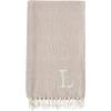 Mud Pie Woven Cotton Initial E Throw Blanket, Taupe, 70 inches x 50 inches(L)
