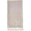 Mud Pie Woven Cotton Initial E Throw Blanket, Taupe, 70 inches x 50 inches(N)
