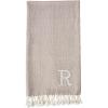 Mud Pie Woven Cotton Initial E Throw Blanket, Taupe, 70 inches x 50 inches(R)