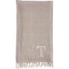 Mud Pie Woven Cotton Initial E Throw Blanket, Taupe, 70 inches x 50 inches(T)