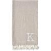 Mud Pie Woven Cotton Initial E Throw Blanket, Taupe, 70 inches x 50 inches(W)