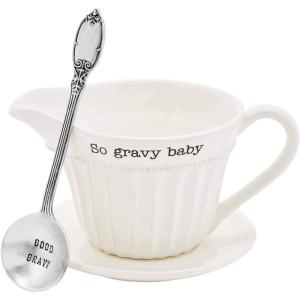 GRAVY BOAT SET(boat 4 1/2″ x 6 1/2″ | saucer 7″ dia | ladle 7″)