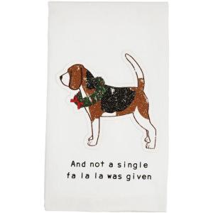 Mud Pie Christmas Dog Appliquéd Towel, FA La La, 26″ x 16.5″