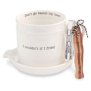 Mud Pie Circa Bacon Cooker Set, cooker 5 1/4″ x 7″ | tongs 4 1/2″