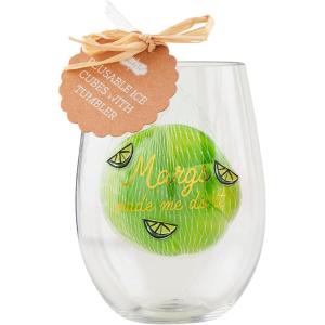 Mud Pie Day Party Cup Ice Cube Set; glass 14 oz | cube 2″(Margs)