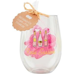 Mud Pie Day Party Cup Ice Cube Set; glass 14 oz | cube 2″(Rose)
