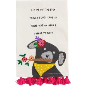 Mud Pie Funny Dog Embroidered Towel, Let Me, 14″ x 21″(Let Me)