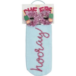 Mud Pie Hooray Wine Bag Glasses Set, 14″, Multi