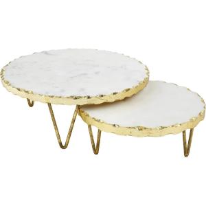 Mud Pie Marble and Gold Edge Riser Set, small 3″ x 8″ dia | large 4″ x 10″ dia