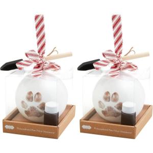 Mud Pie Pet Christmas Paw Print Ornament; 4 1/2″ Dia(4 1/2″ dia (Pack of 2))