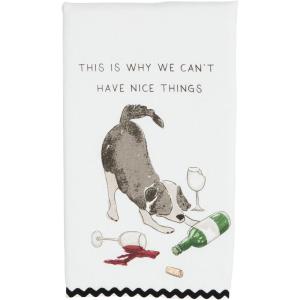 Mud Pie Spilled Dog RIC Rac Towel; 26″ x 16 1/2″