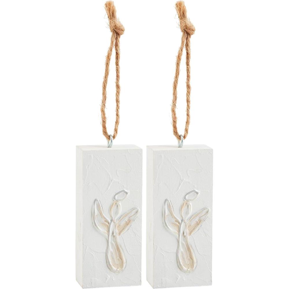 image:imageMud Pie White Christmas Ornament Angel 4 12 x 24 12 x 2 Pack of 2