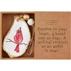 Mud Pie Cardinal Oyster Ornament; 4″ x 2 3/4″