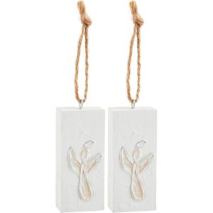 Mud Pie White Christmas Ornament, Angel, 4 1/2″ x 2″(4 1/2″ x 2″ (Pack of 2))