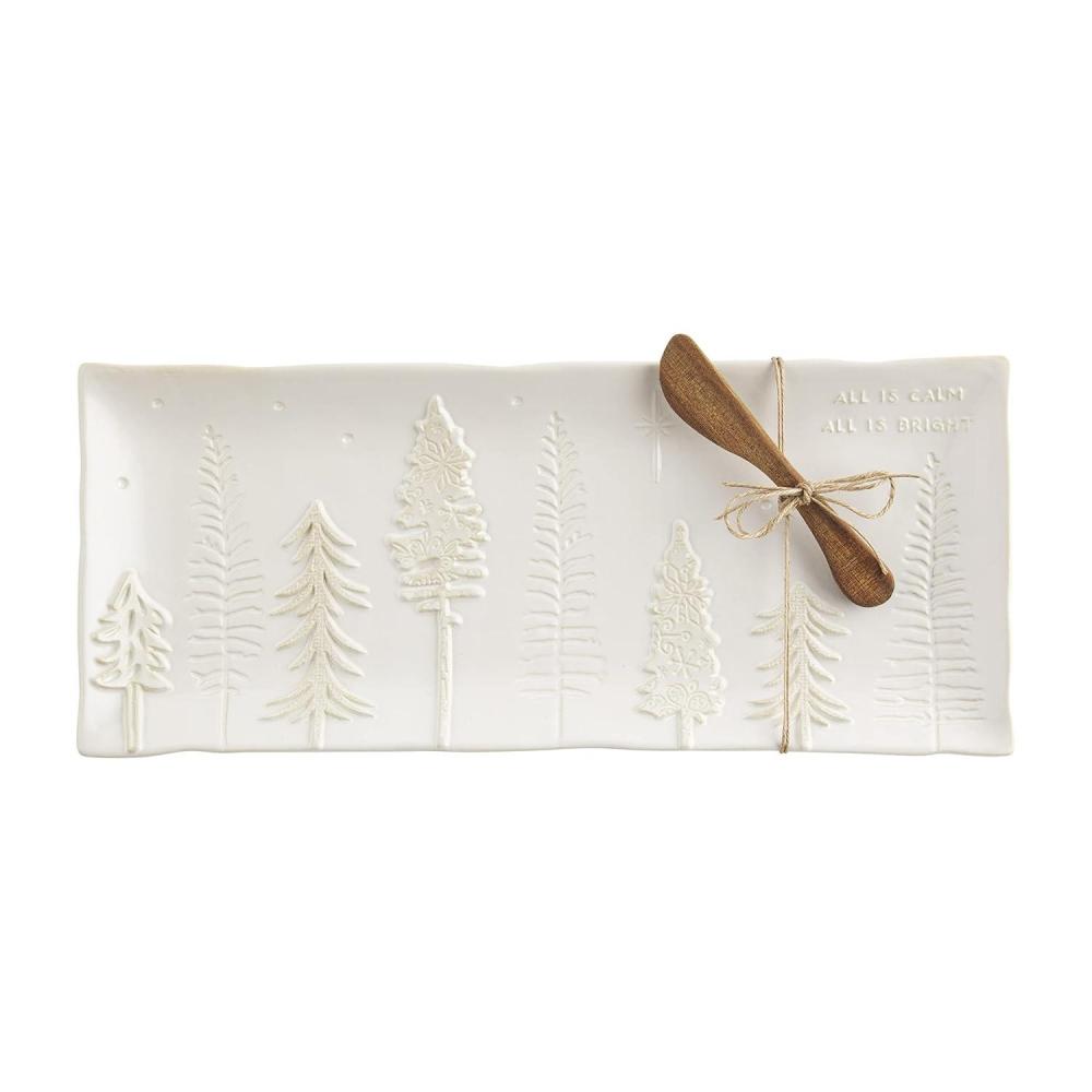 image:imageMud Pie Christmas Hostess Plate and Spreader Set White Trees