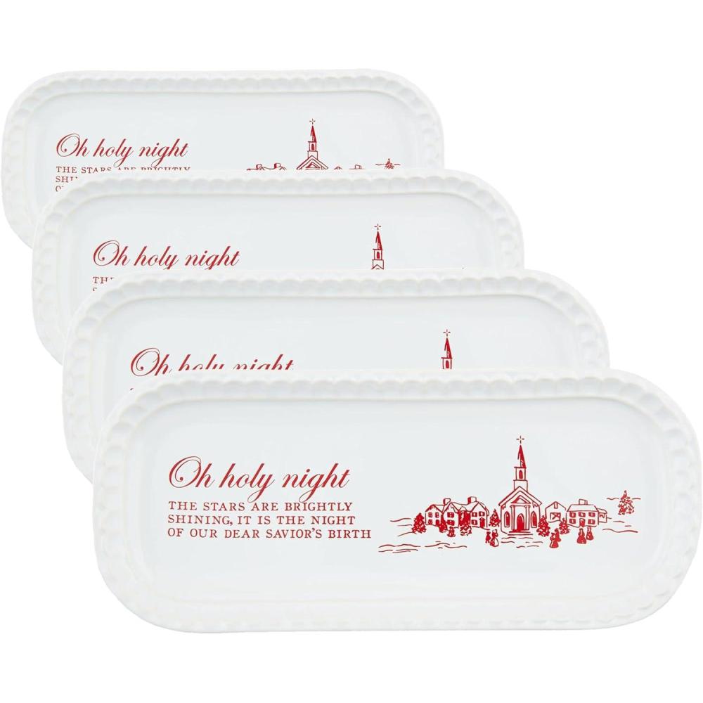 image:imageMud Pie Oh Holy Toile Everything Plate Platters amp Trays 4 x 9 WHITE4 x 9 Pack of 4