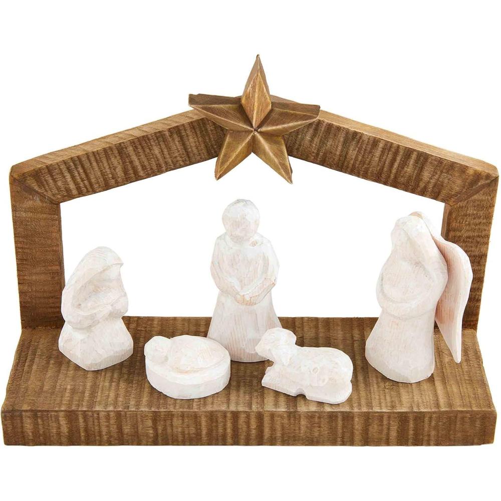 image:imageMud Pie White Christmas Wood Nativity 6 x 8 12
