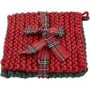 Mud Pie Christmas Crochet Pot Holder Set, Green & Red, 8″ x 8″