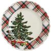 Mud Pie Christmas Reindeer Tartan Rim Salad Plate(Christmas Tree)