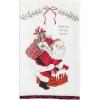 Mud Pie Christmas Santa Stop Here Tartan Trim Towel