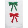 Mud Pie Christmas Two Bows Embroidered Towel(White)