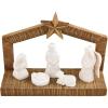Mud Pie White Christmas Wood Nativity, 6″ x 8 1/2″