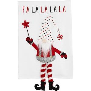 Mud Pie Christmas Dangle Gnome Tea Towel, FA La La, 21″ x 14″
