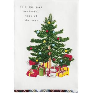Mud Pie Christmas It’s The Most Wonderful Tartan Trim Towel