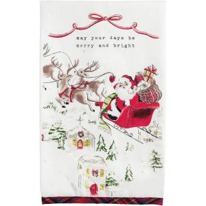 Mud Pie Christmas May Your Days Be Merry Tartan Trim Towel