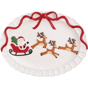 Mud Pie Christmas Santa Sleigh Platter