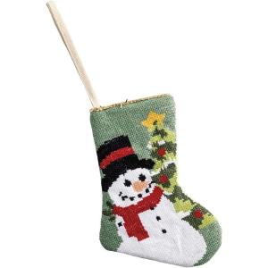 Mud Pie Christmas Snowman Mini Needlepoint Stocking