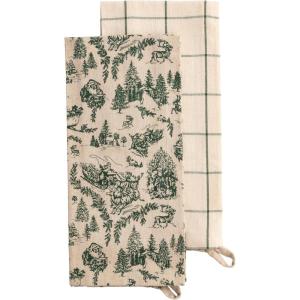 Mud Pie Christmas Toile White Christmas Towel Set