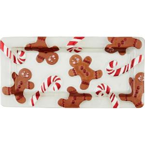 Mud Pie Glass Gingerbread Tray; 7 1/4″ x 15″