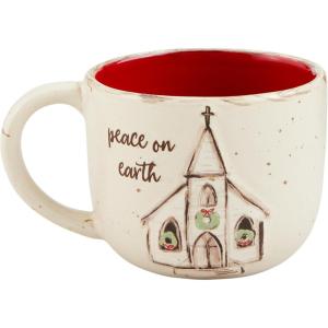 Mud Pie Nativity Church Mug, Peace, 15 oz