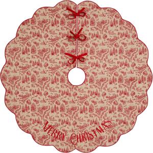 Mud Pie Toile Scalloped Tree Skirt; 54″ Dia