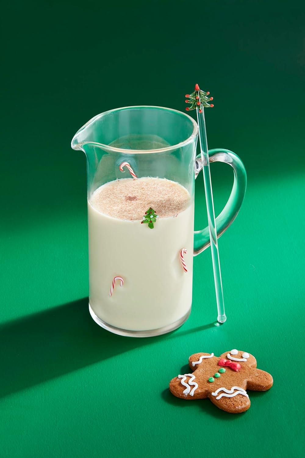 image:imageMud Pie Glass Candy Cane Pitcher Pitcher 50 Oz Stirrer 10 12