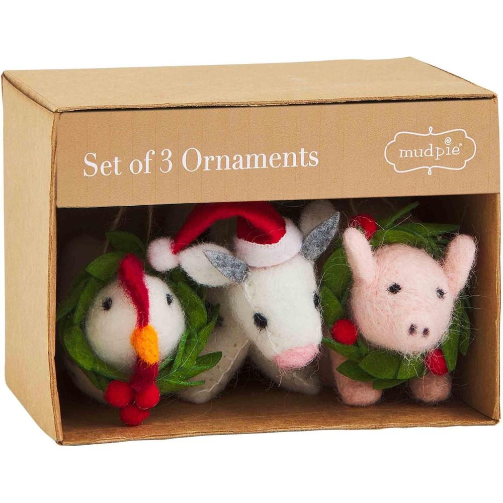 image:imageMud Pie Boxed Farm Felt Christmas Ornaments 2 12 x 2 34