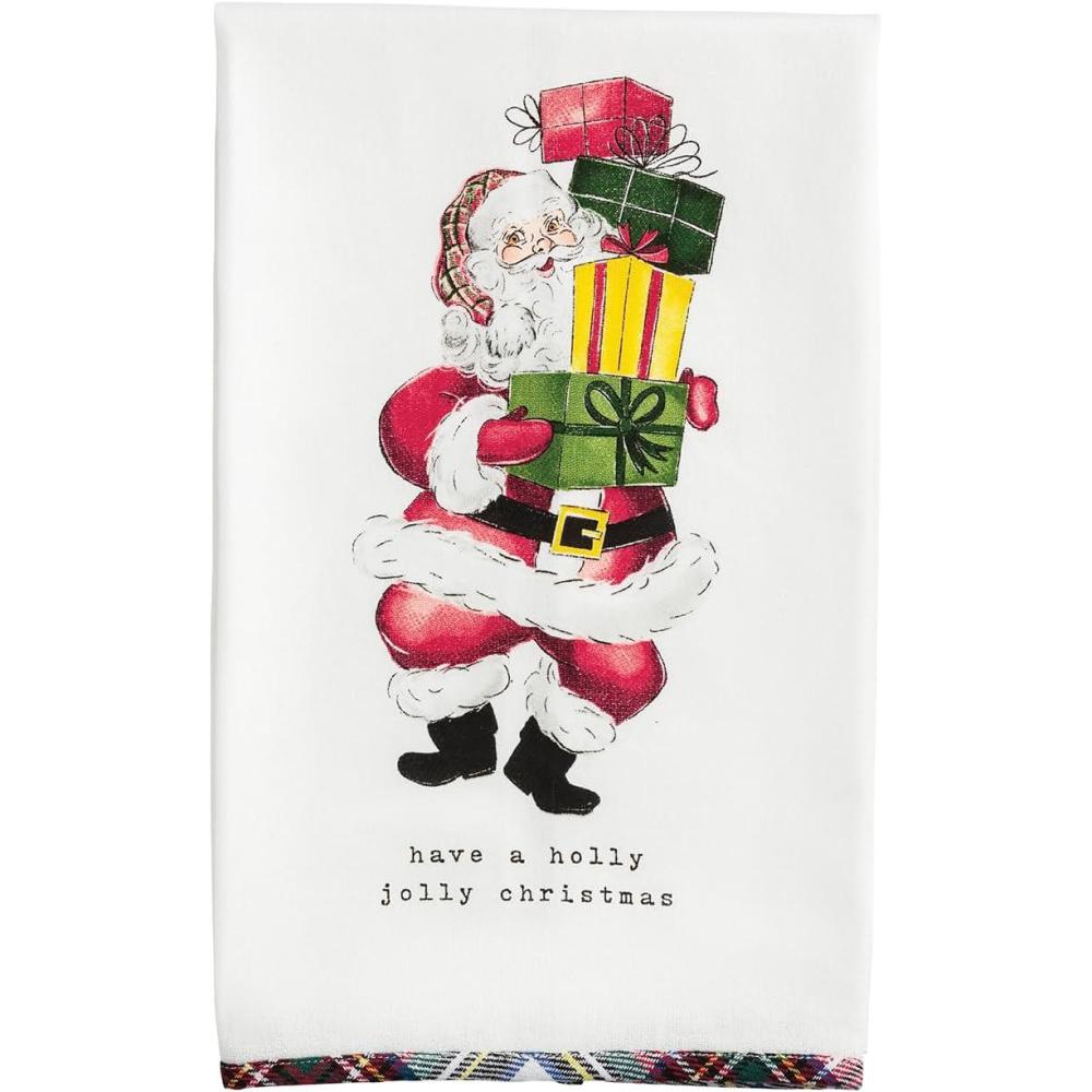 image:imageMud Pie Christmas Have A Holly Jolly Tartan Trim Towel