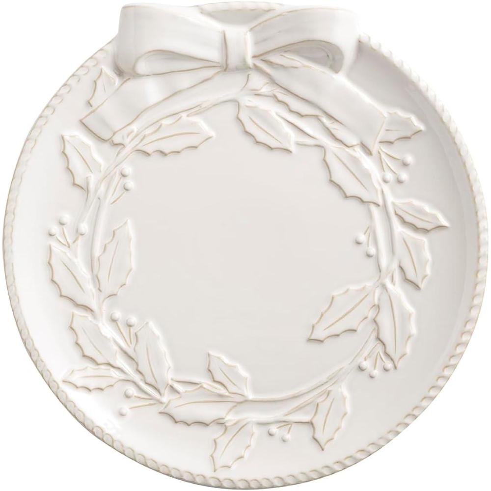 image:imageMud Pie Christmas White Wreath Platter Set