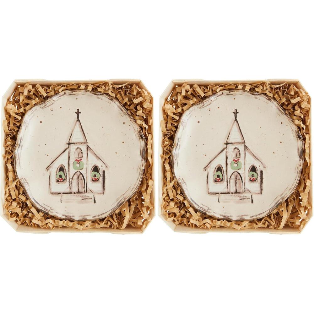 image:imageMud Pie Church Stoneware Trinket Dish Tidbit Plates 4 12 Dia Cream4 12 dia Pack of 2