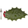 Mud Pie Ceramic Holly Platter; platter 6 3/4″ x 11 3/4″ | spreader 5 1/2″