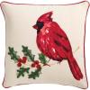 Mud Pie Christmas Cardinal Pillow, 18″ x 18″, Beige/Khaki(Beige/Khaki)