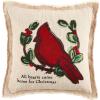 Mud Pie Christmas Cardinal Pillow, 18″ x 18″, Beige/Khaki(Red)