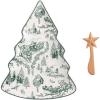 Mud Pie Christmas Green Toile Tree Platter Set